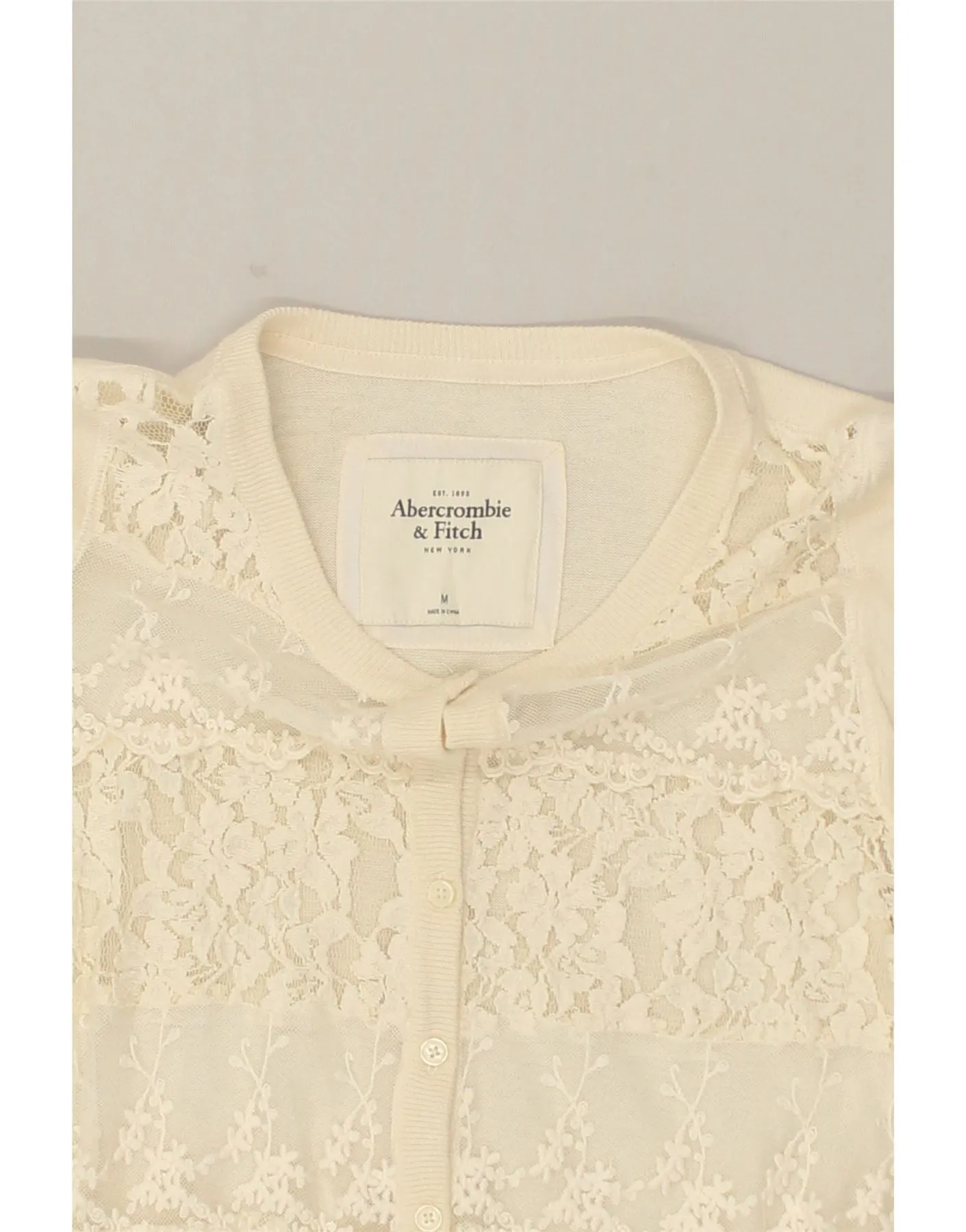 ABERCROMBIE & FITCH Womens Crop Cardigan Sweater UK 12 Medium Beige Floral