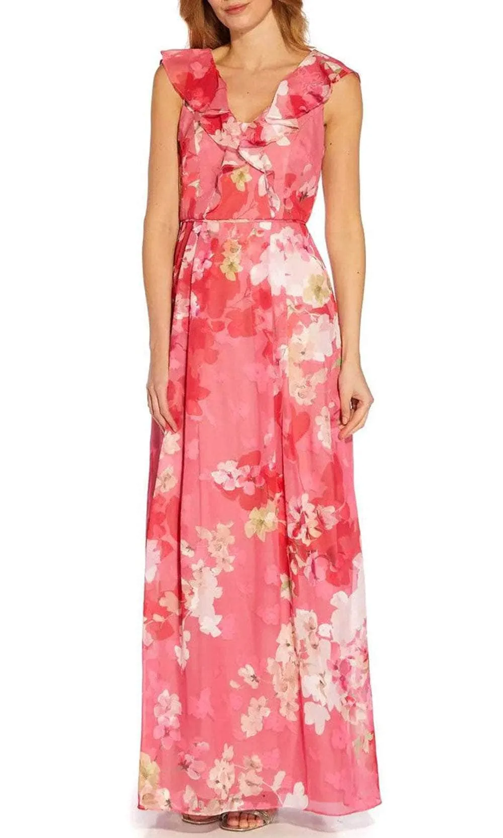 Adrianna Papell AP1E209744 - Ruffle Trimmed Floral Dress