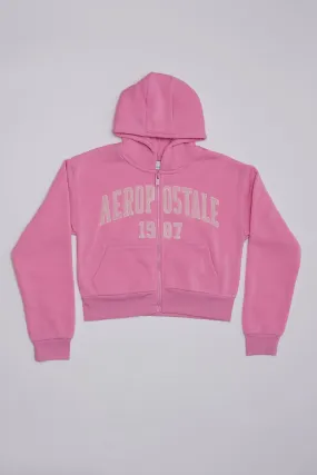AERO Girls' Aéropostale 1987 Graphic Zip-Up Midi Hoodie