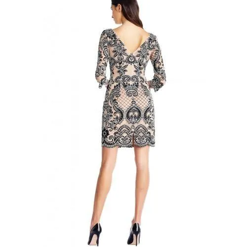 Aidan by Aidan Mattox Long Sleeve Bodycon Short Dress