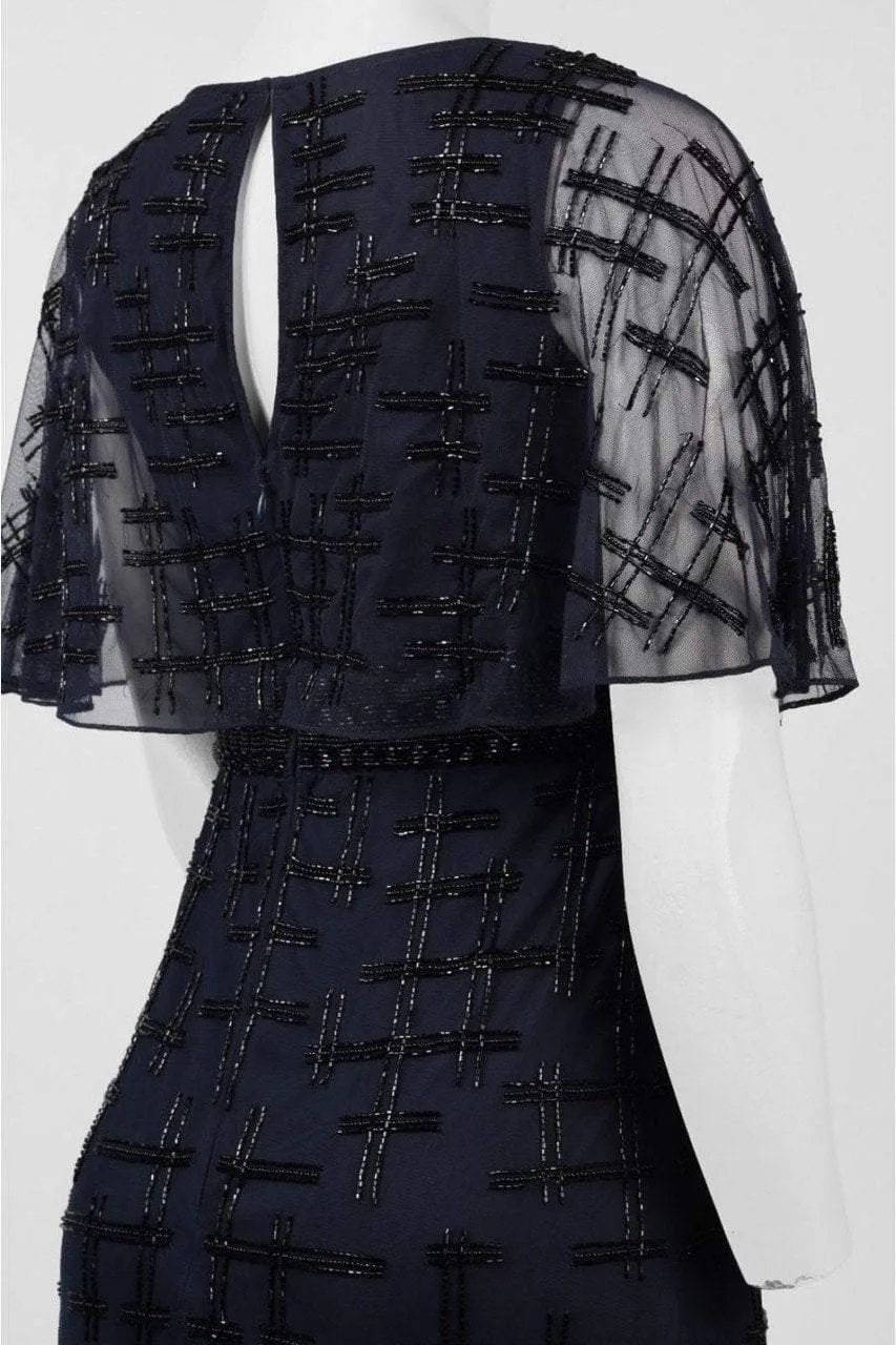 Aidan Mattox - MD1E201195 Short Flutter Sleeve Adorned Capelet Gown