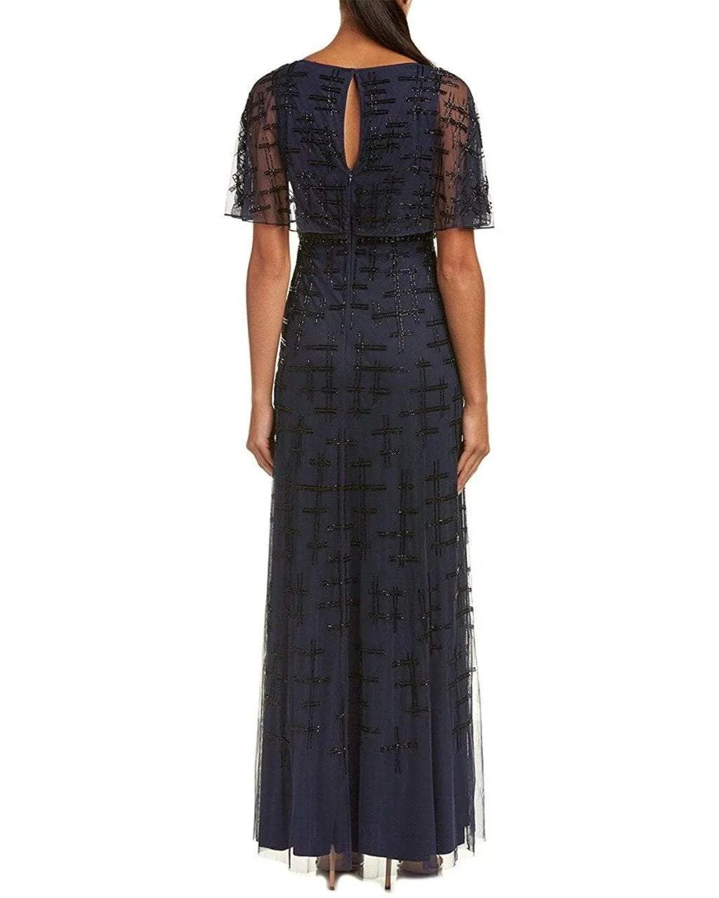 Aidan Mattox - MD1E201195 Short Flutter Sleeve Adorned Capelet Gown