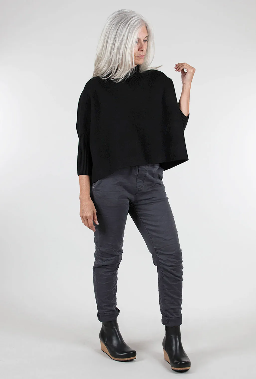 Aja Cropped Sweater, Black