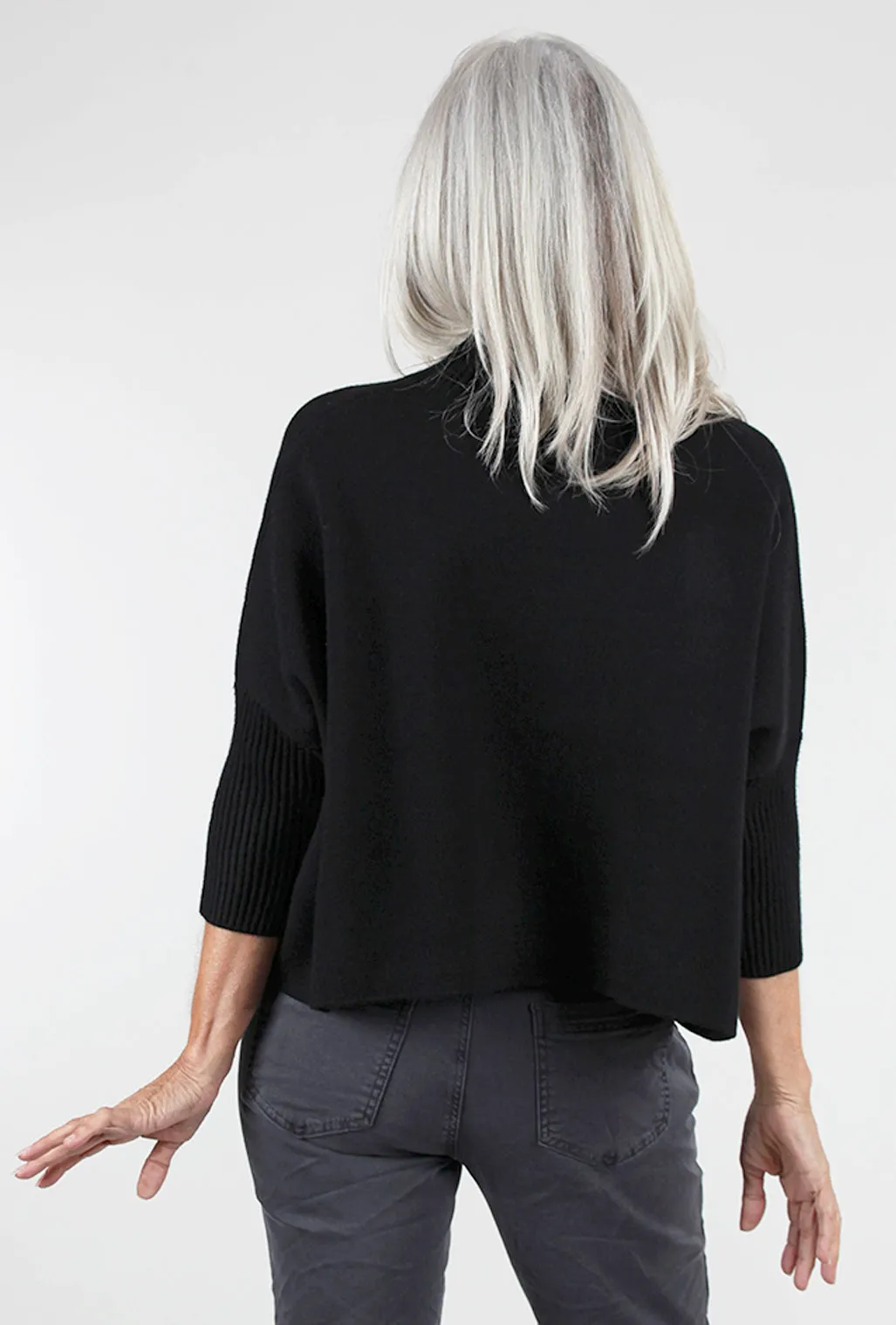 Aja Cropped Sweater, Black