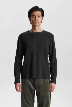 AKKIKKI L/S WAFFLE TEE - Caviar