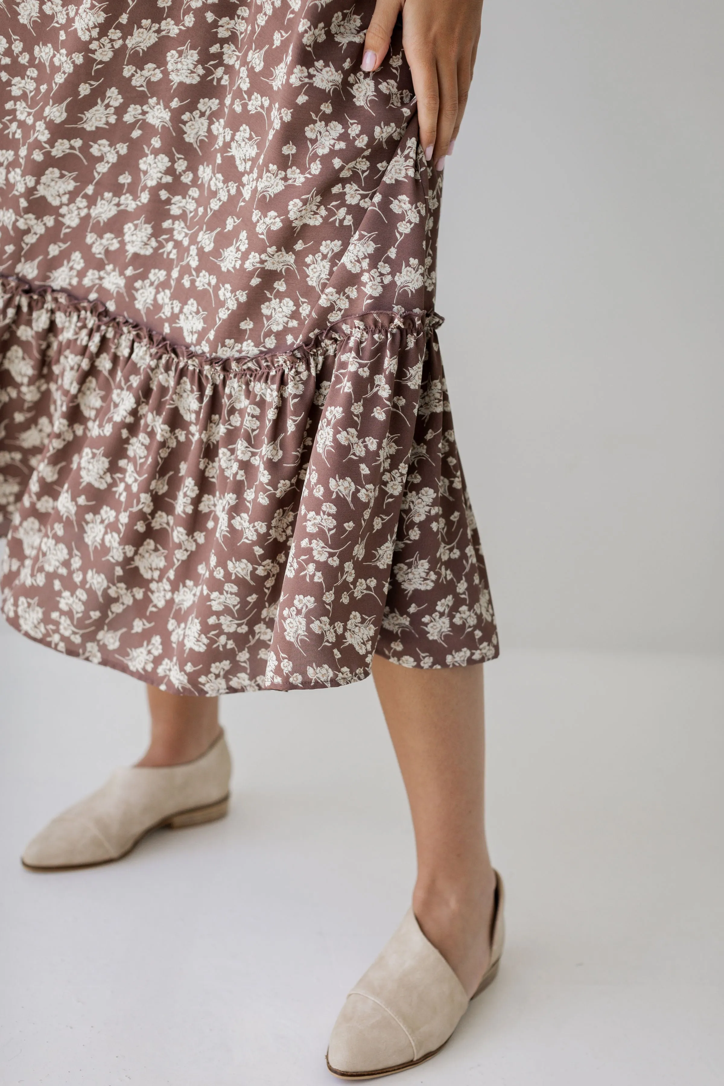 'Ashley' Quarter Sleeve Nursing Friendly Floral Midi Dress