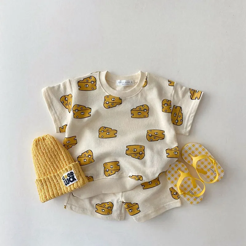 Baby Clothes Toddler Baby Summer New Clothes Sets Boy Girl Fashion Cartoon Printed Cotton Short Sleeve T-shirt   Kid Casual Shorts 2pcs Set