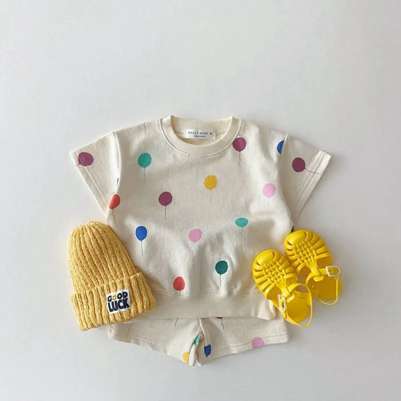 Baby Clothes Toddler Baby Summer New Clothes Sets Boy Girl Fashion Cartoon Printed Cotton Short Sleeve T-shirt   Kid Casual Shorts 2pcs Set