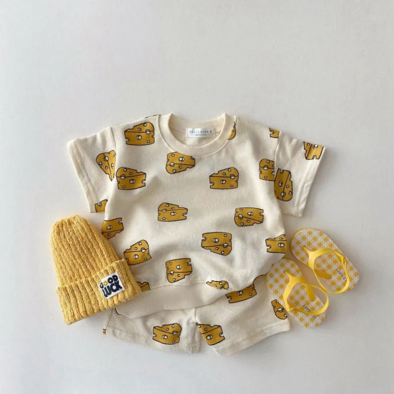 Baby Clothes Toddler Baby Summer New Clothes Sets Boy Girl Fashion Cartoon Printed Cotton Short Sleeve T-shirt   Kid Casual Shorts 2pcs Set