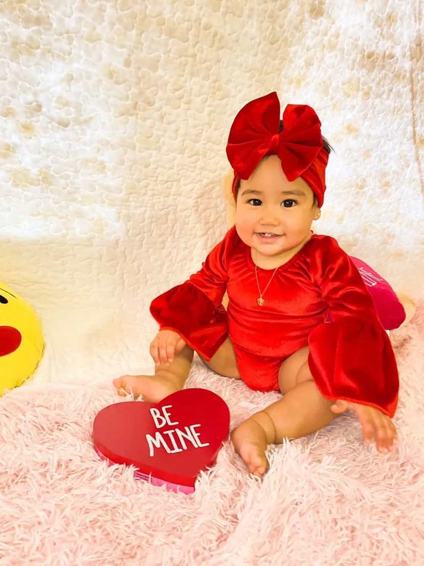 Baby Girl Red Velvet Leotard