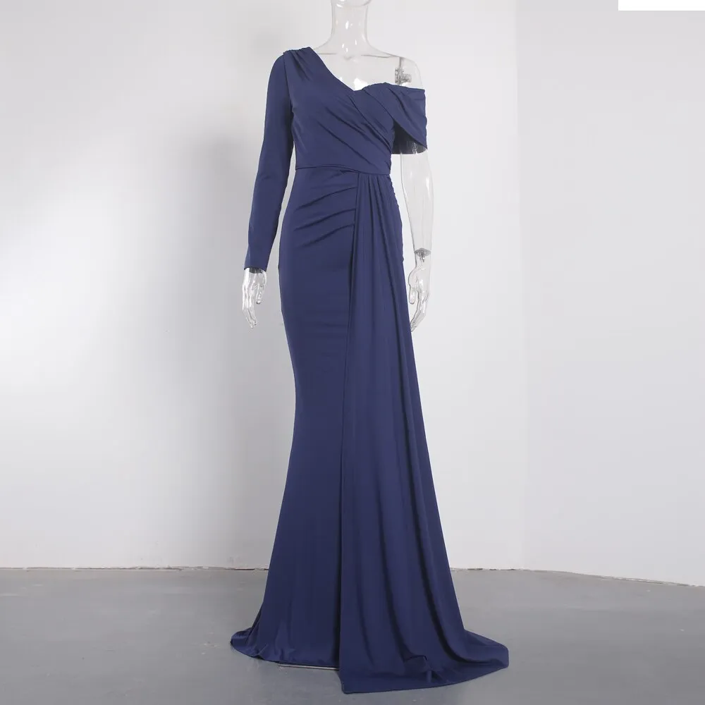 BerriesJam - 2024 Ribbon Long Sleeve Ruched Padded Formal Dress