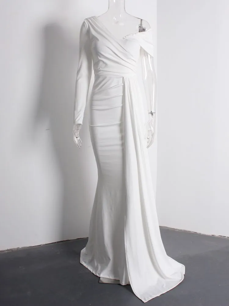 BerriesJam - 2024 Ribbon Long Sleeve Ruched Padded Formal Dress