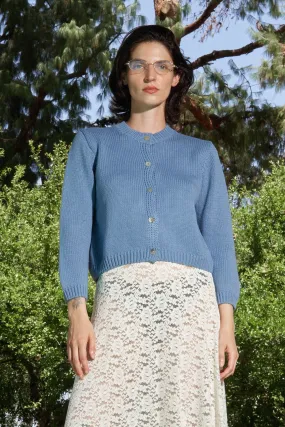 Blue Cotton Crop Sweater