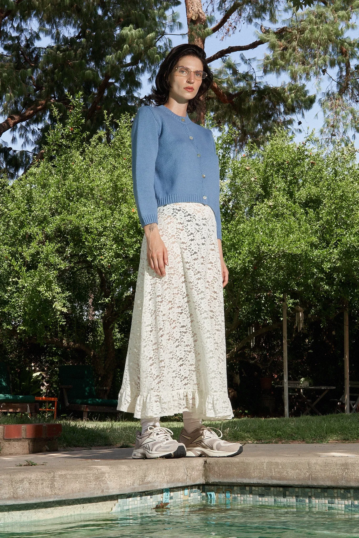 Blue Cotton Crop Sweater
