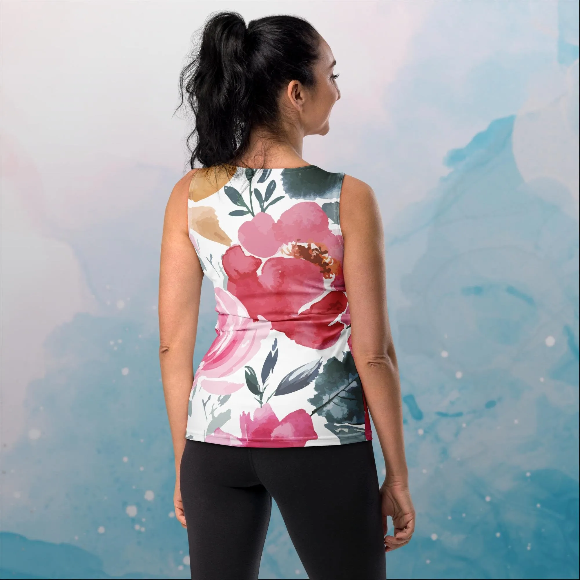 Bold Floral Pattern Womens Sublimation Tank Top