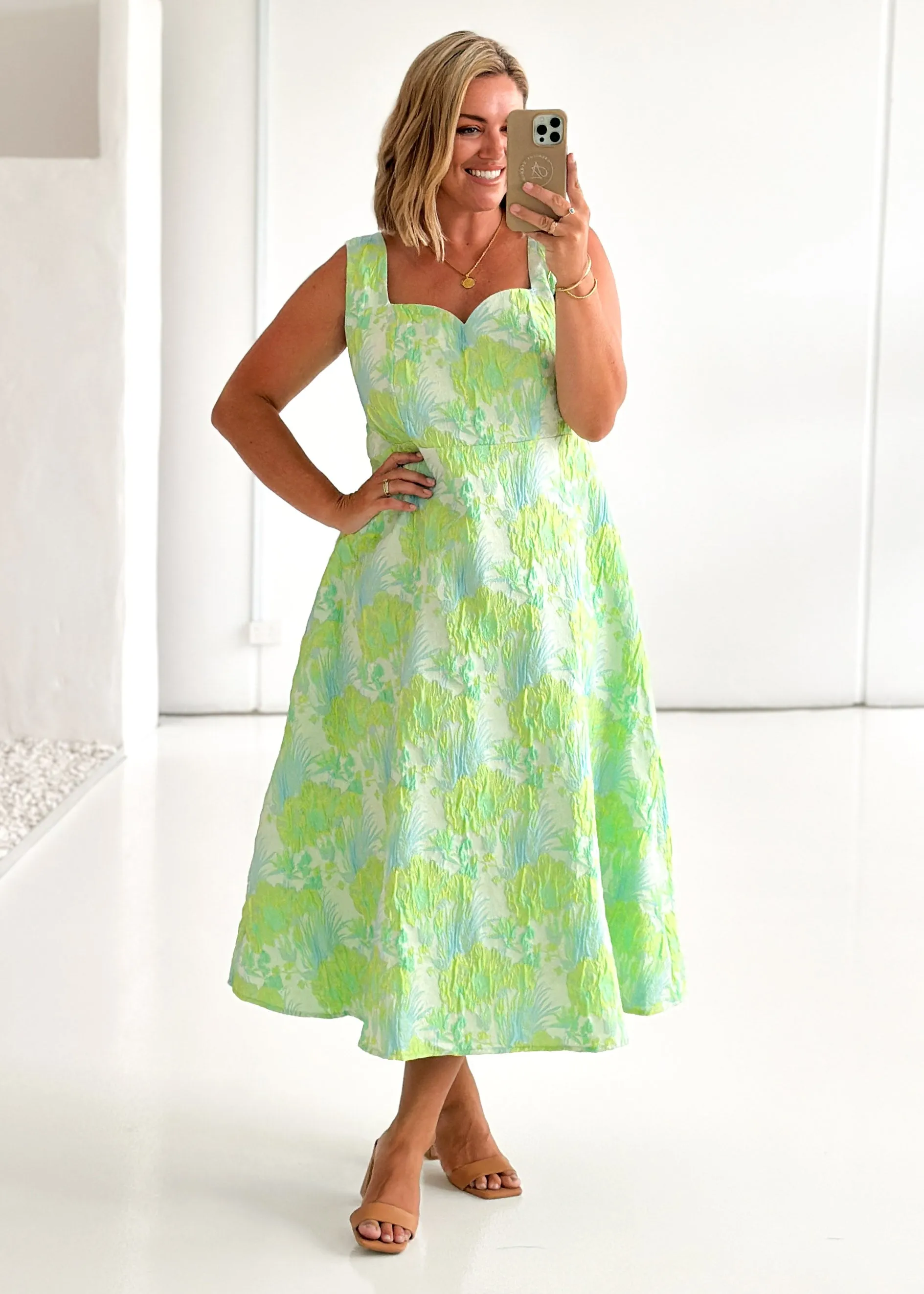 Callahan Midi Dress - Mint Jacquard
