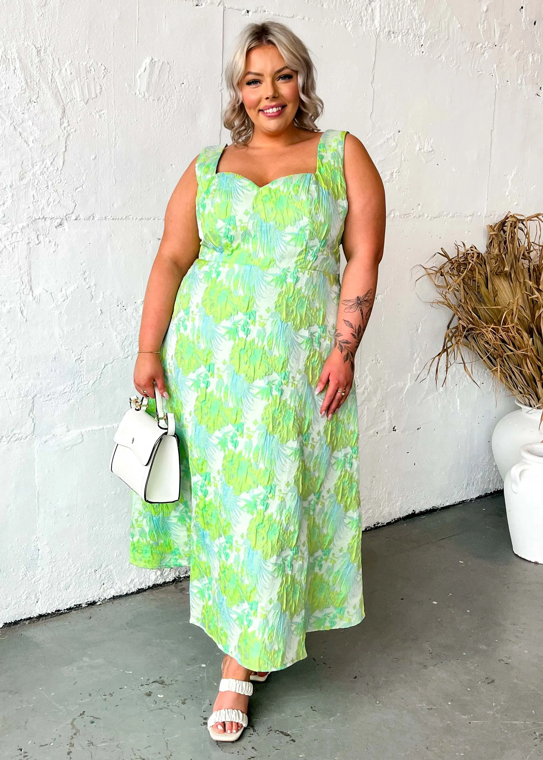 Callahan Midi Dress - Mint Jacquard