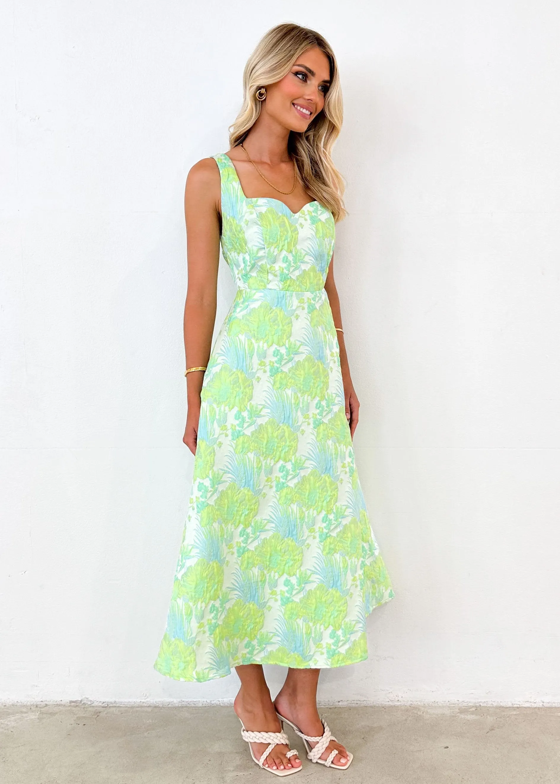 Callahan Midi Dress - Mint Jacquard