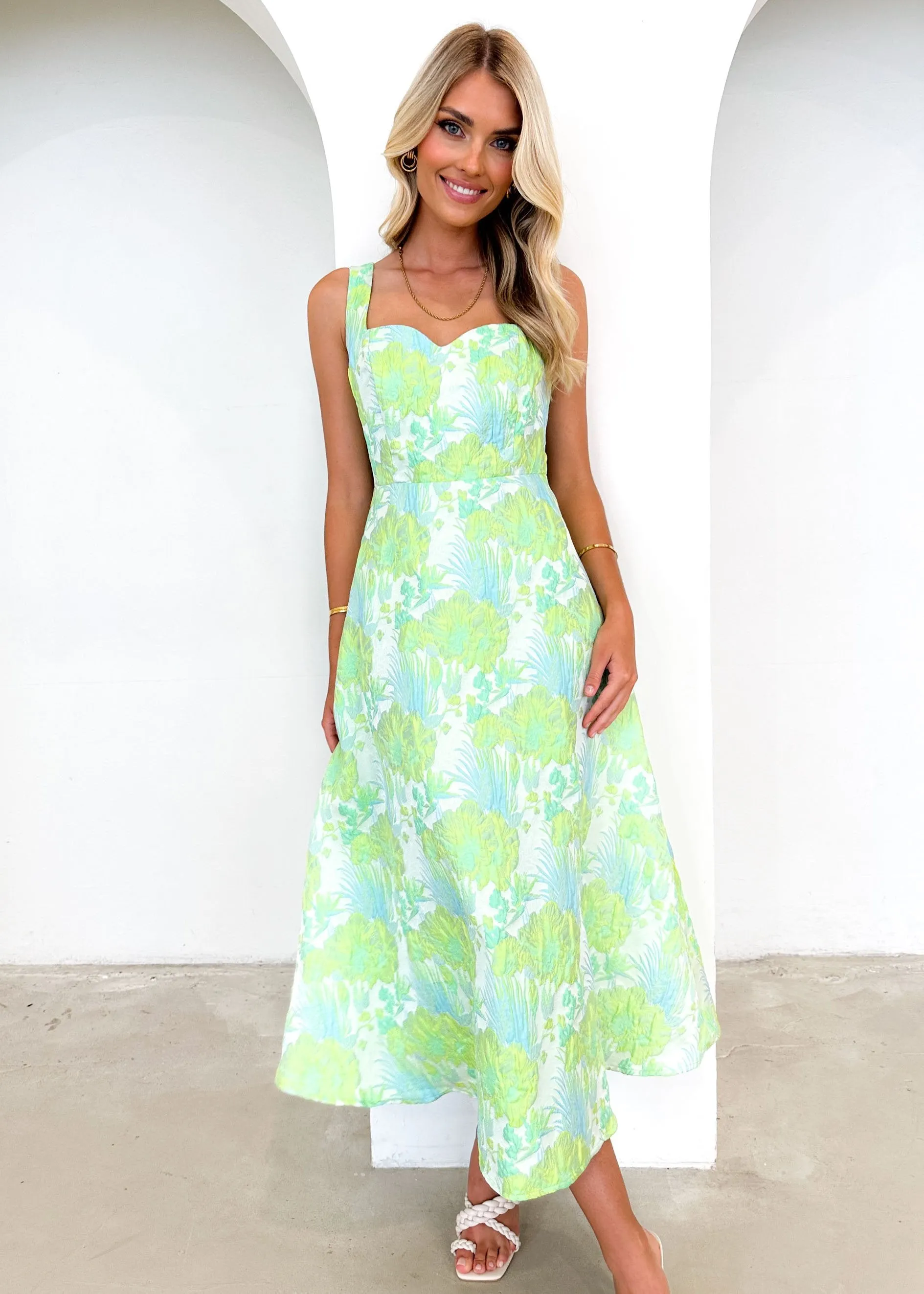Callahan Midi Dress - Mint Jacquard