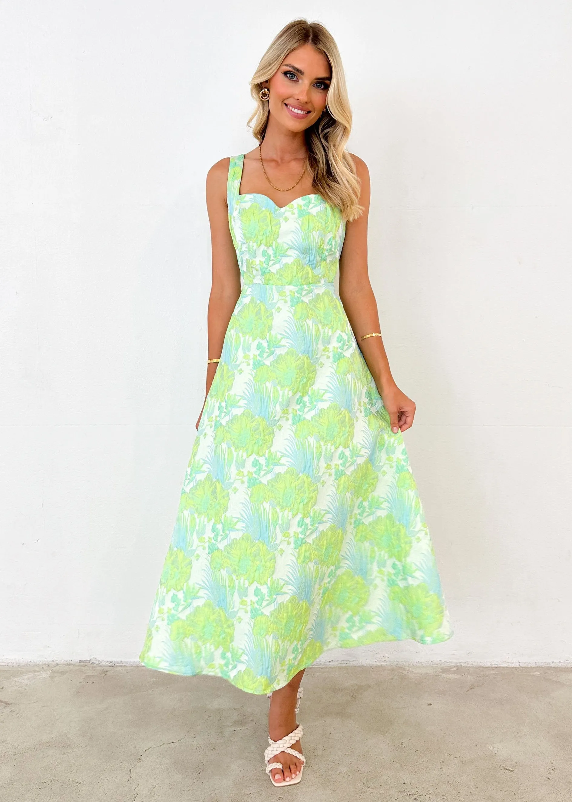Callahan Midi Dress - Mint Jacquard