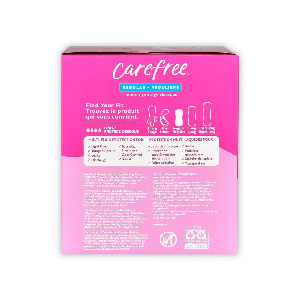 Carefree Acti-Fresh Panty Liners, Soft and Flexible Feminine Care Protection, Regular, 120 Count / 293260