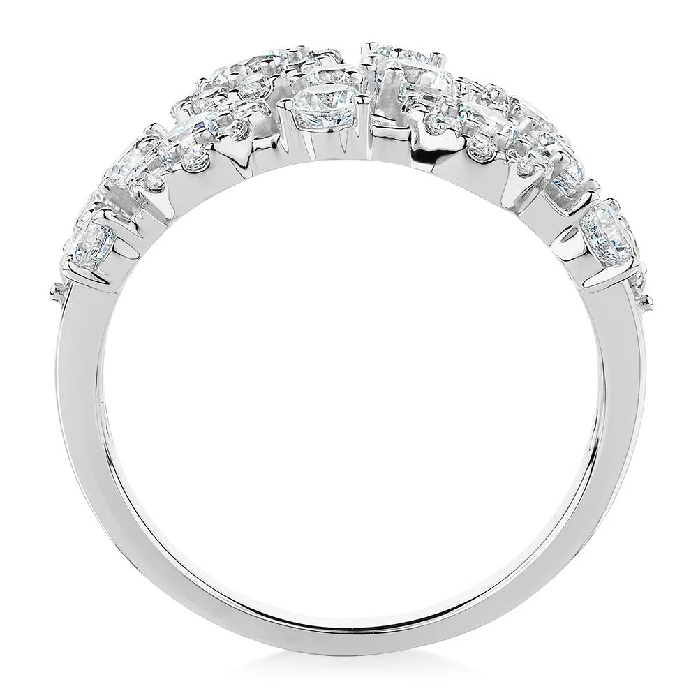 Celeste Dress ring with 1.59 carats* of diamond simulants in 10 carat white gold