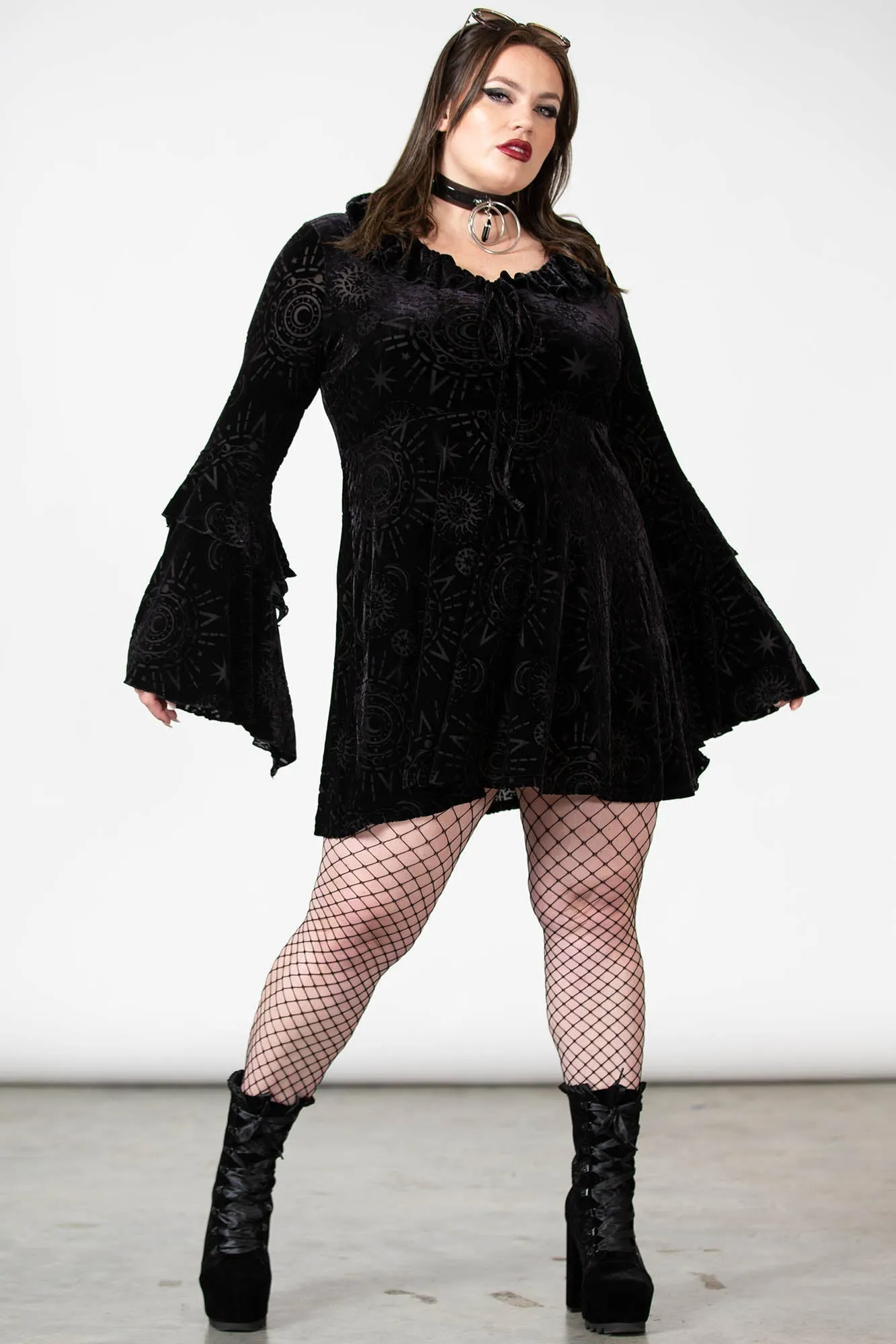 Celestite Long Sleeve Burnout Dress [PLUS] Resurrect