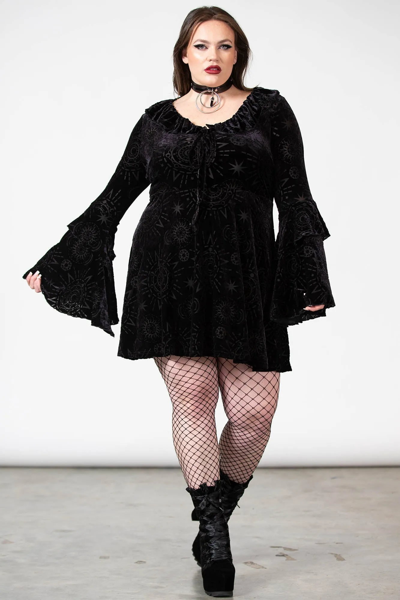 Celestite Long Sleeve Burnout Dress [PLUS] Resurrect