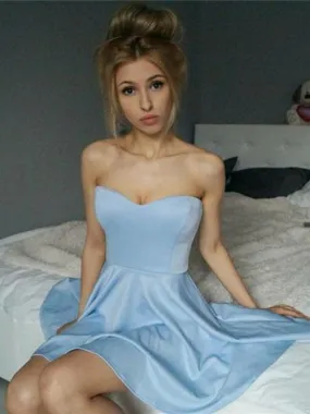 Charming Satin Sweetheart Neckline Short Length A-line Cocktail Dresses CD045