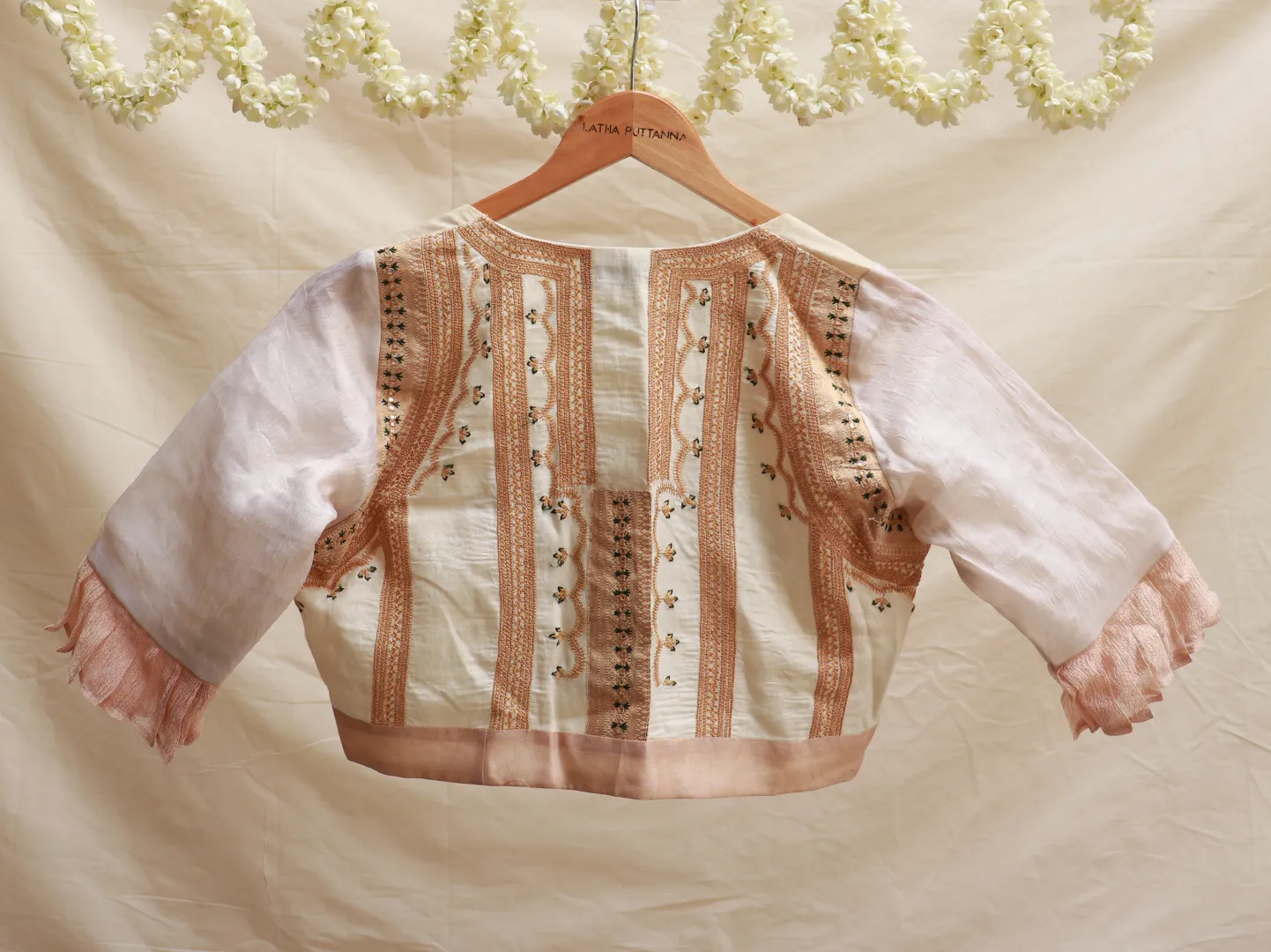 Cream cotton, Hand embroidery blouse