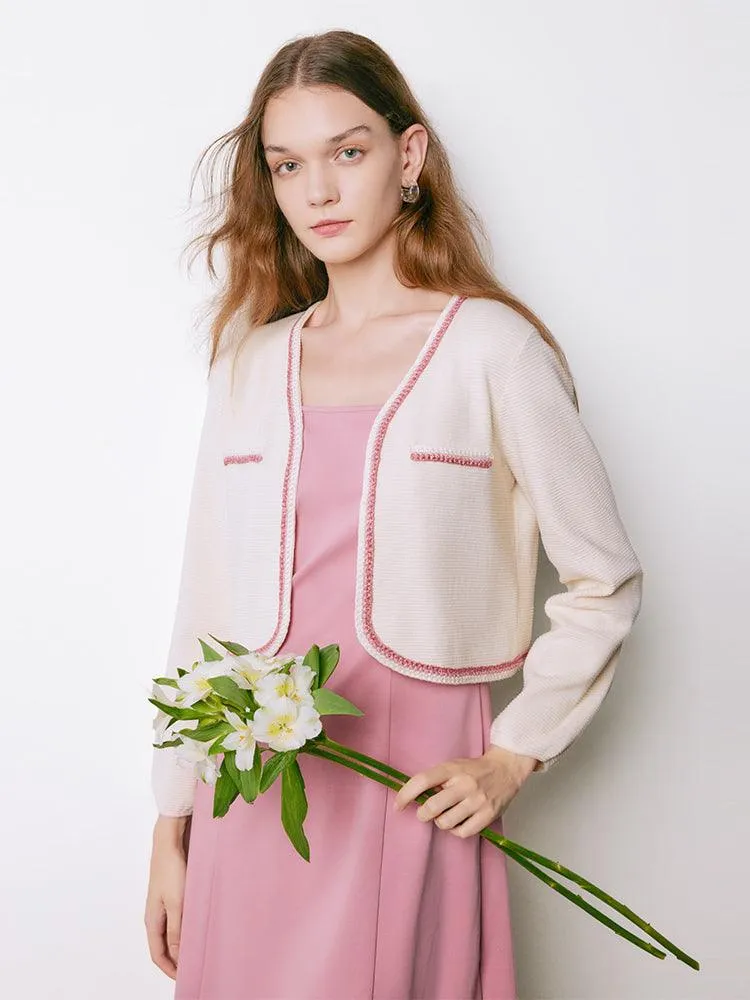 Crop Color Block Cardigan