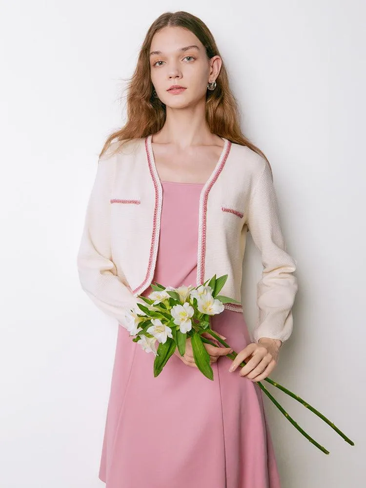 Crop Color Block Cardigan