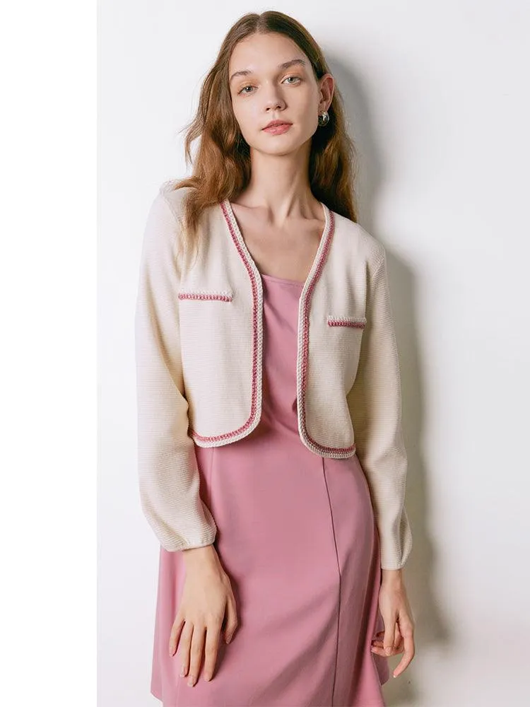 Crop Color Block Cardigan