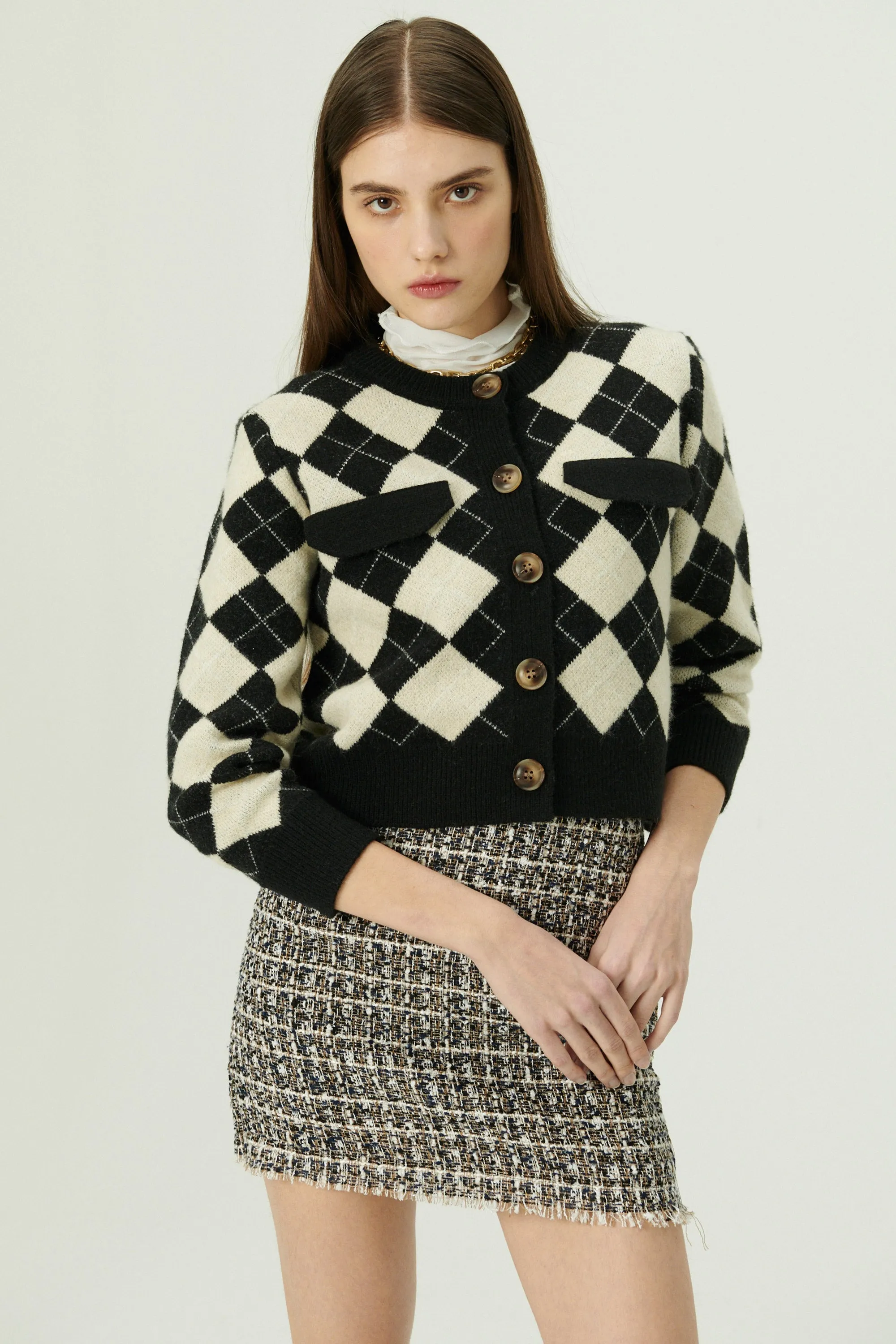 Daiana Argyle Crop Cardigan