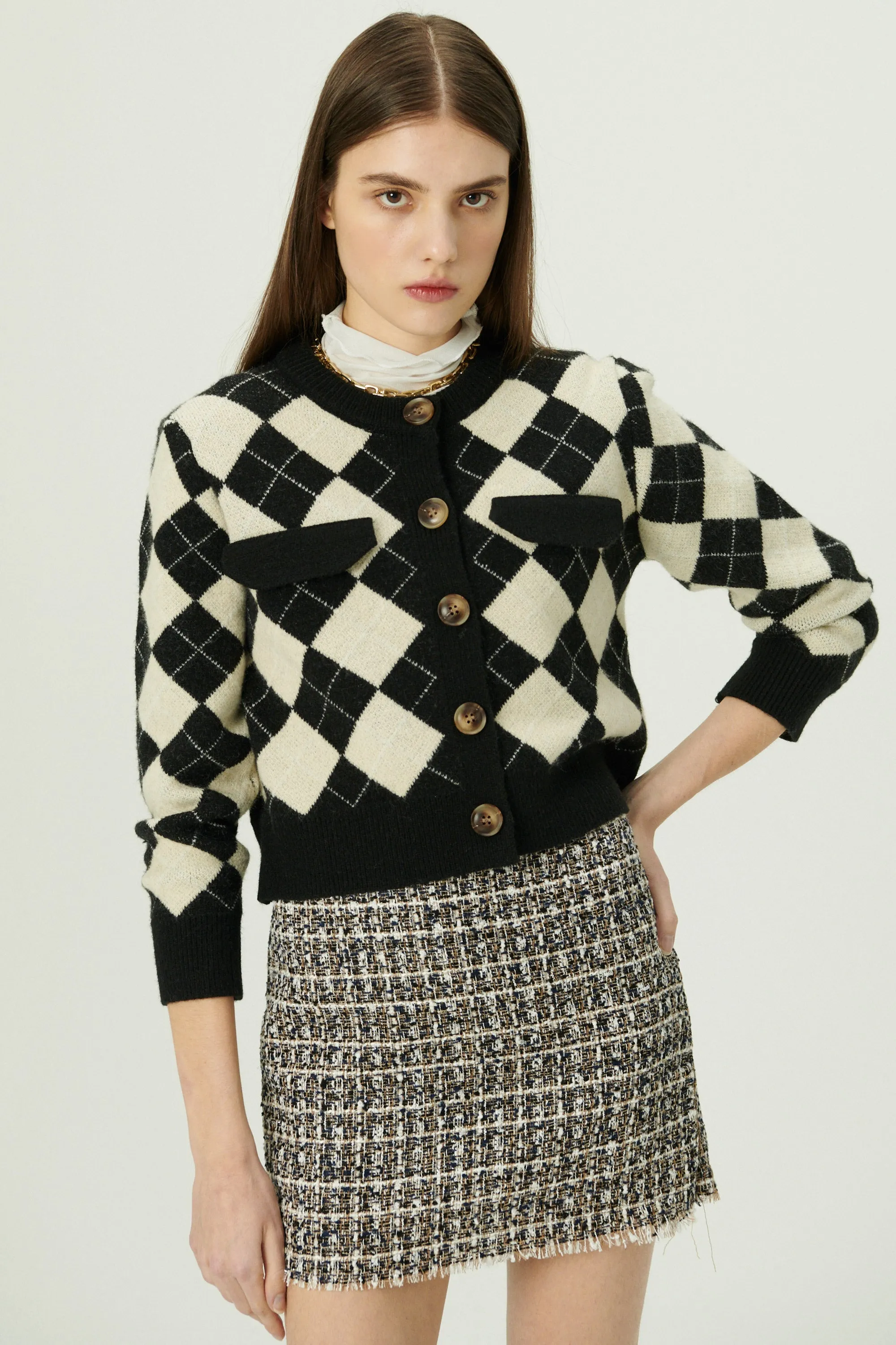 Daiana Argyle Crop Cardigan