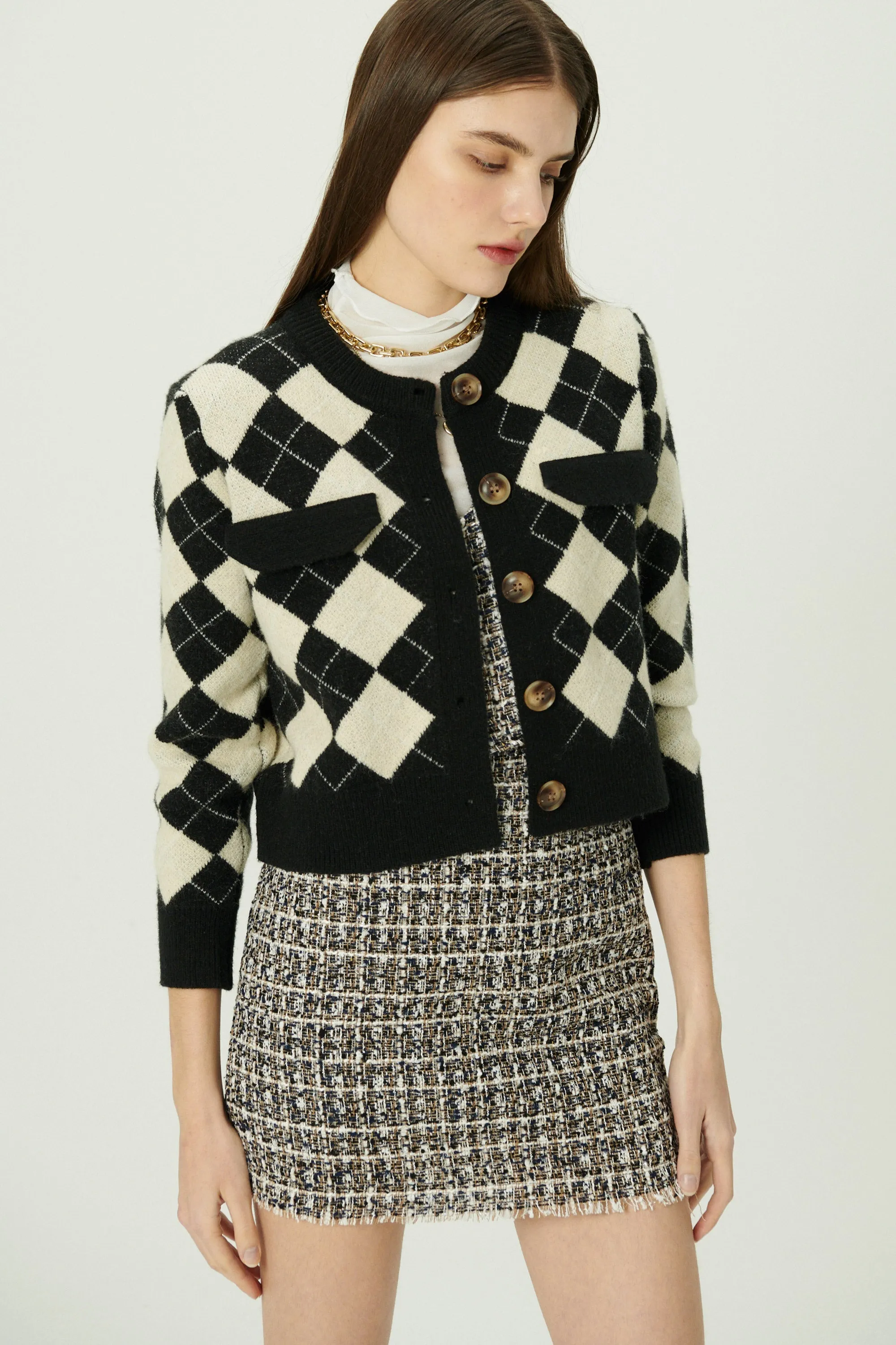 Daiana Argyle Crop Cardigan
