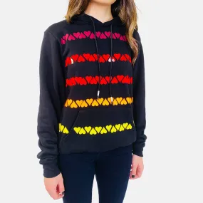 Dean Chic Black Hoodie - Neon Rainbow Hearts