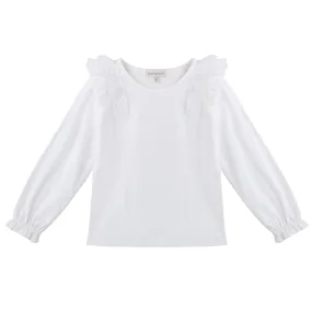 Designer Kidz Rosalie Lace Frill L/S Top - Ivory