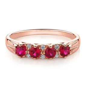 Dress ring with ruby and diamond simulants in 10 carat rose gold