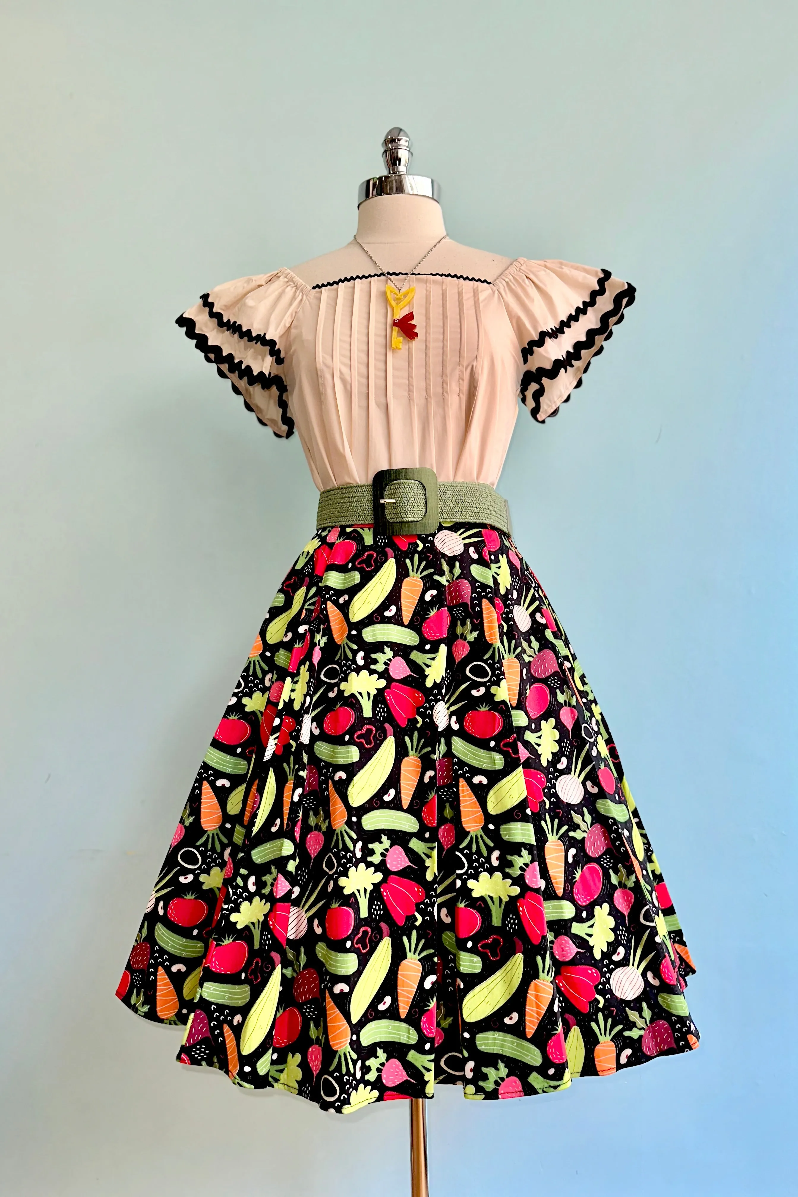 Ecru Flutter Sleeve Top with Ric-Rac Trim