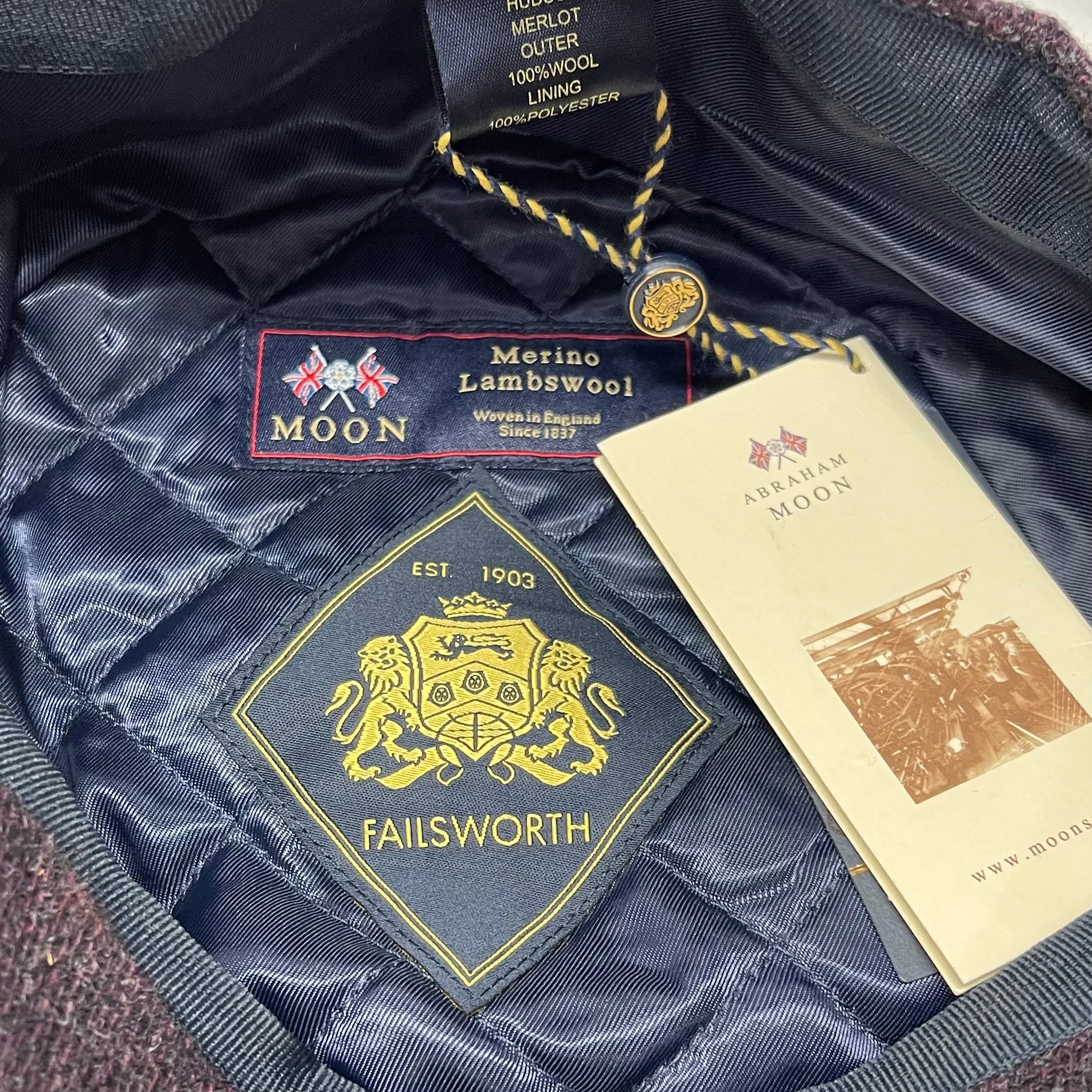Failsworth - Hudson - 6 piece Peaky Blinder Cap - Merino Wool - Merlot Wine