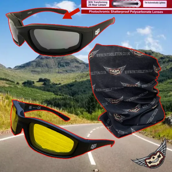 Fat Skeleton Foam Padded Reactalite Rider Eyewear Summer Bundle