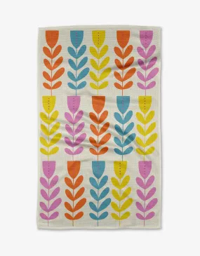Folk Art Tulips Tea Towel