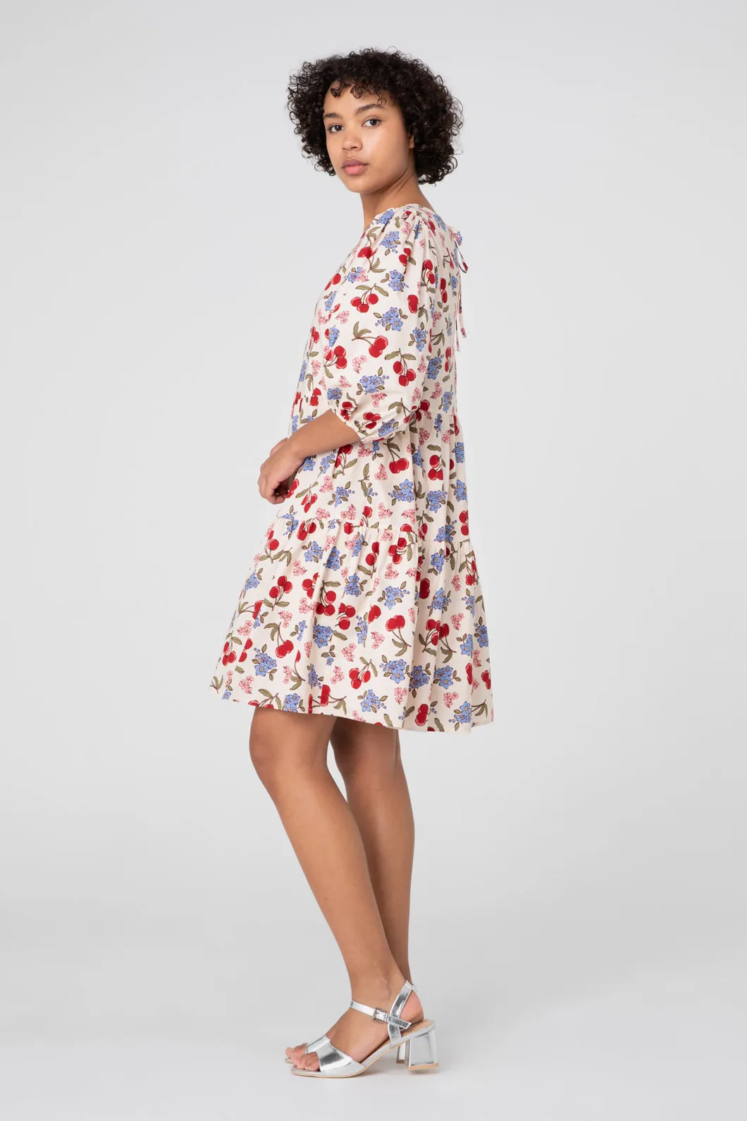 French Cherry Smock Dress