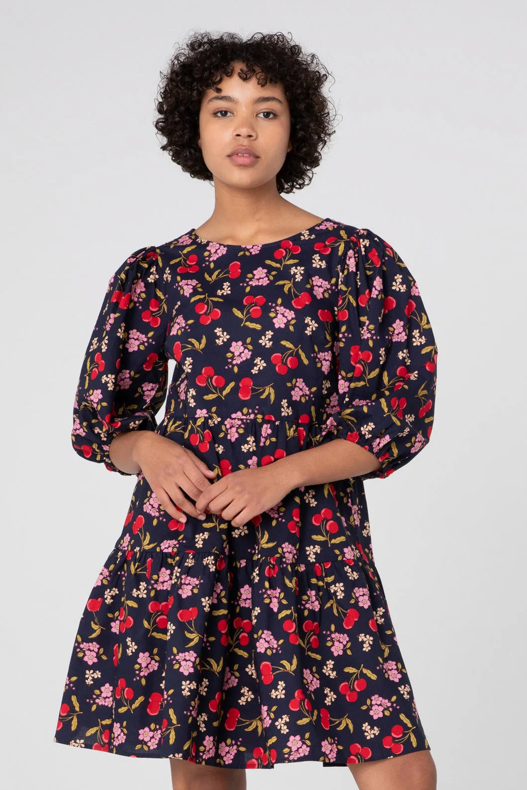French Cherry Smock Dress