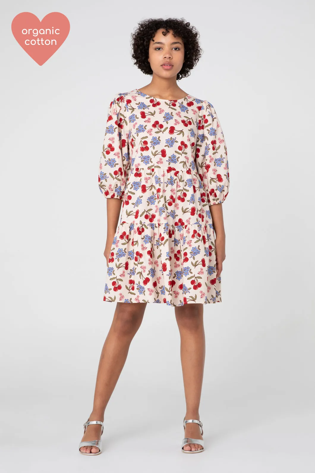 French Cherry Smock Dress