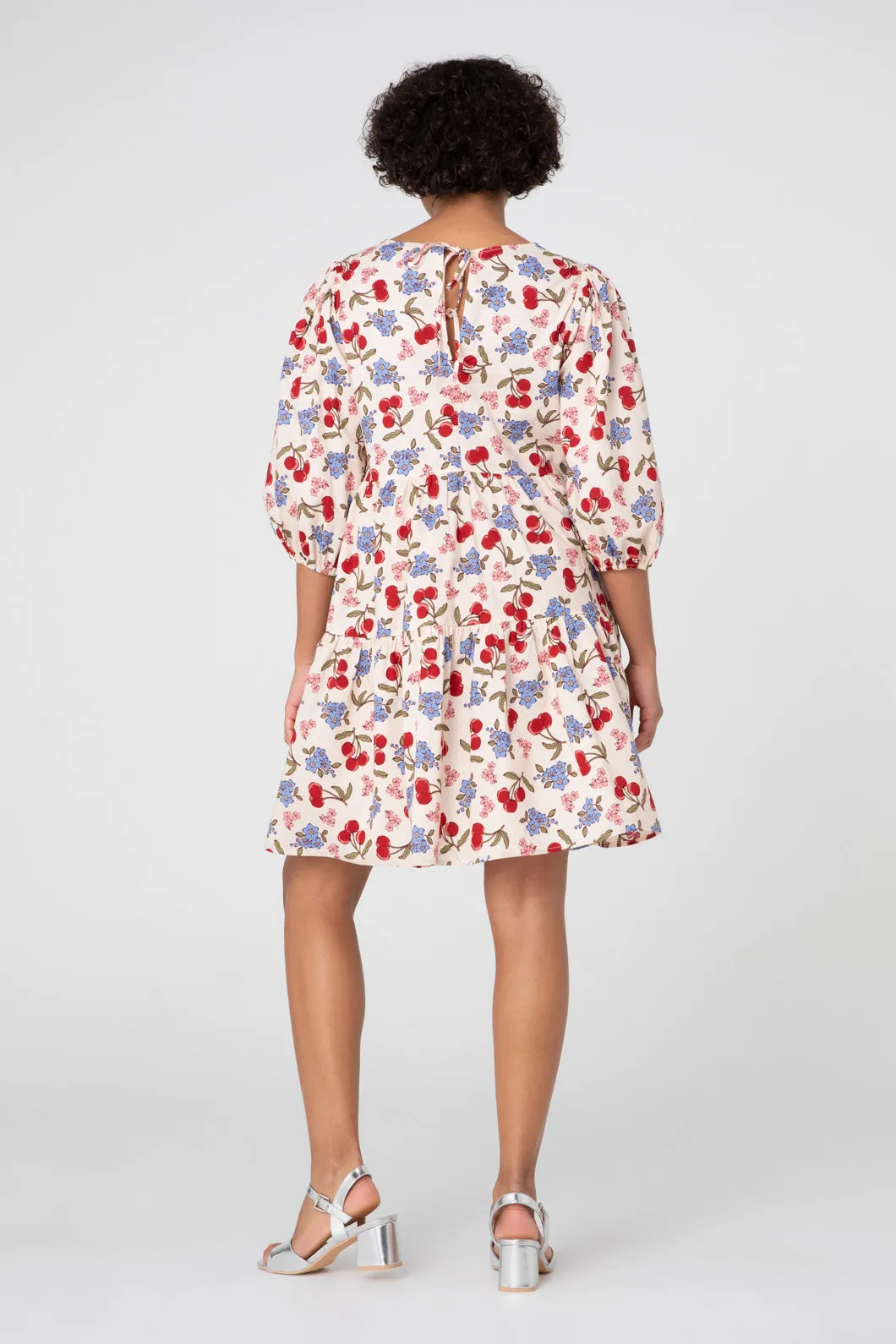 French Cherry Smock Dress