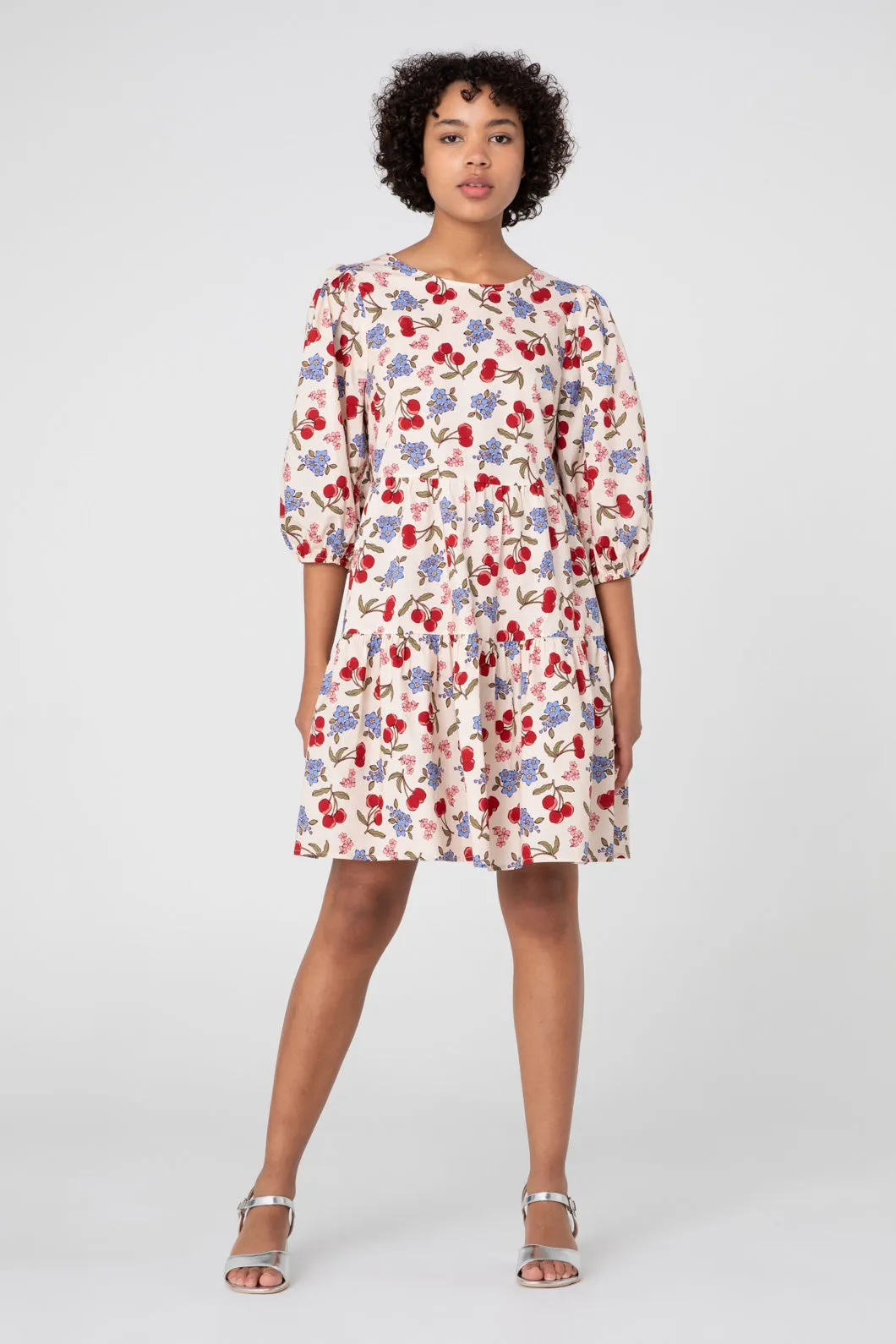 French Cherry Smock Dress