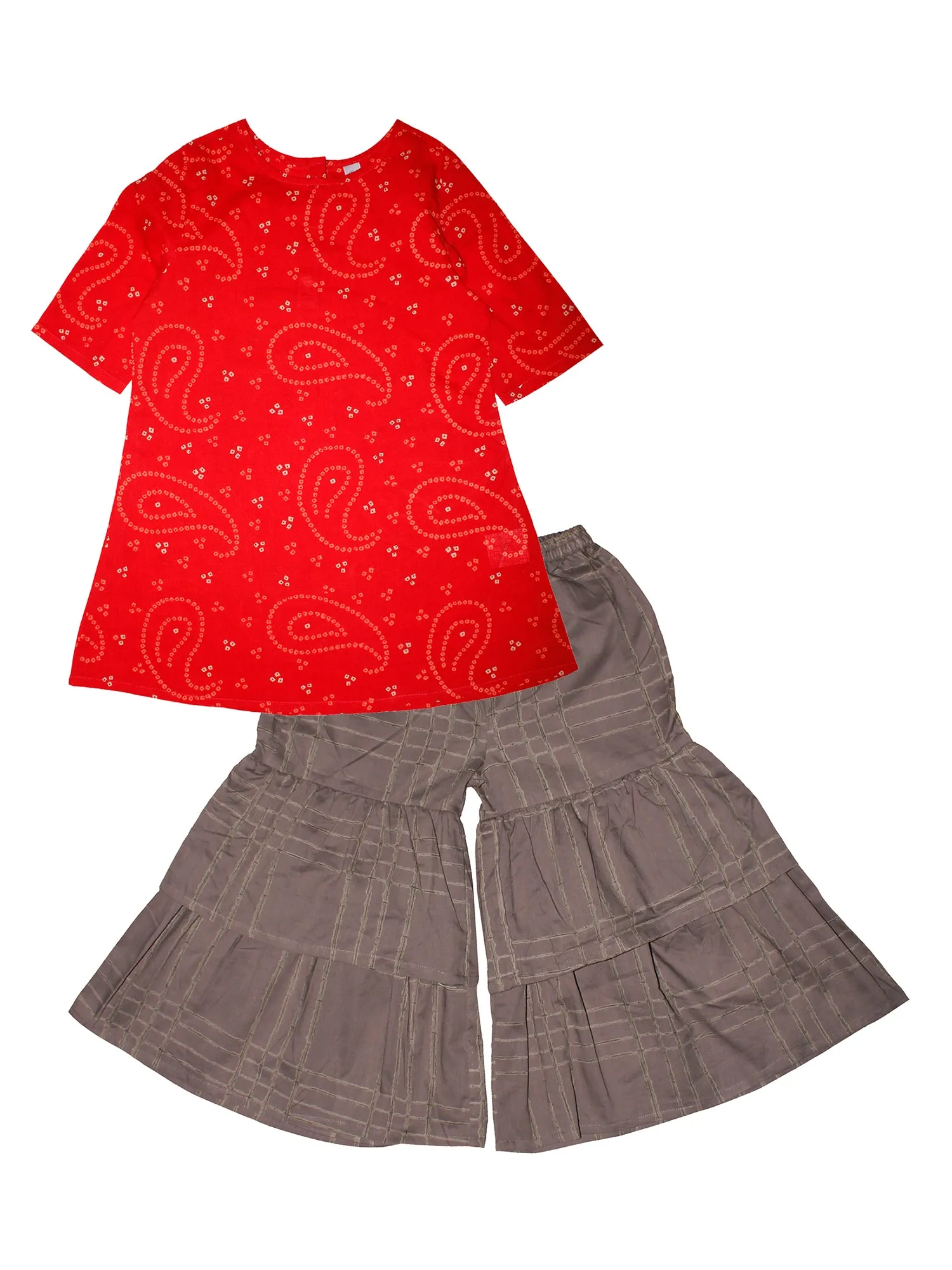 Girls Cotton Kurta with Sharara - Set