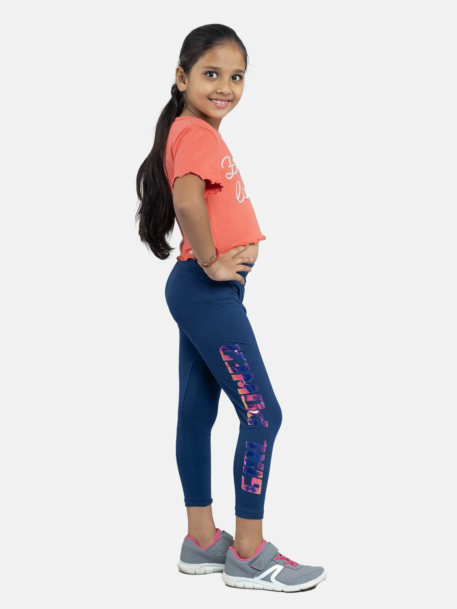 Girls Crop Tee & "Girls Power" Printed Capri Legging Sets